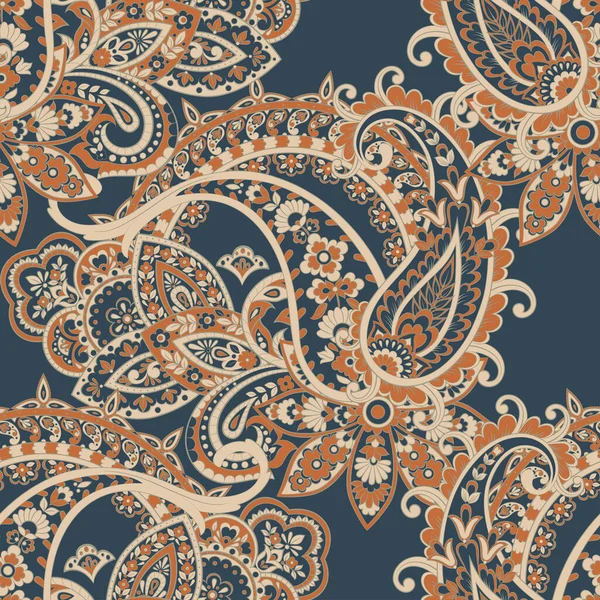 Paisley Padrão Sem Costura Com Flores Estilo Indiano —  Vetores de Stock