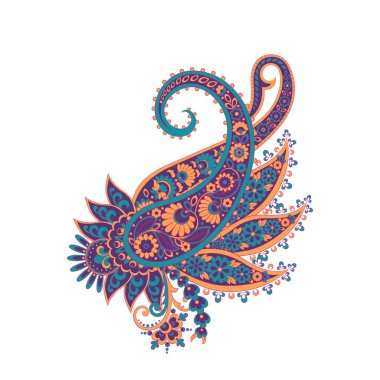 Paisley izole desen. Damask biçimi Vintage illüstrasyonu