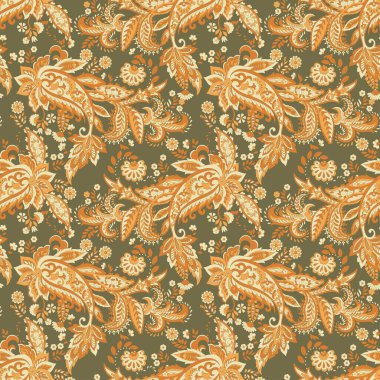 Hint tarzı çiçeklerle Paisley seamless modeli. 