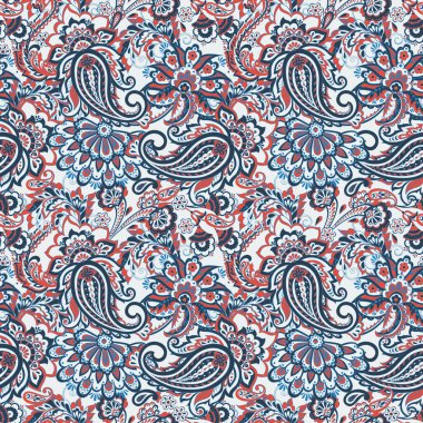 Paisley çiçekli, dikişsiz desen
