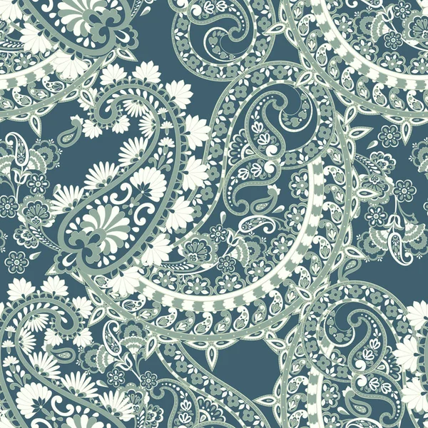 Paisley Elegantie Naadloos Patroon Met Etnische Bloemen Blad Vector Bloemen — Stockvector