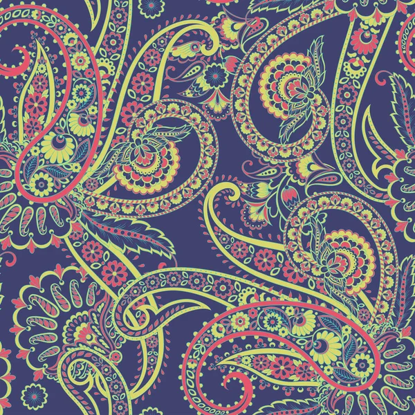 Paisley Damask Ornamento Padrão Vetor Sem Costura — Vetor de Stock