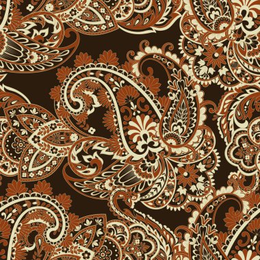 Paisley Vektör Deseni. Kusursuz Asya Tekstil Arkaplanı