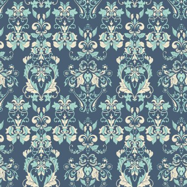 Çiçeksiz, desensiz, klasik bir çiçek. Klasik Barok duvar kâğıdı. Kusursuz vektör arkaplanı