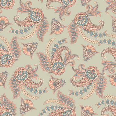 Paisley dikişsiz desen. damasör vektör arkaplanı