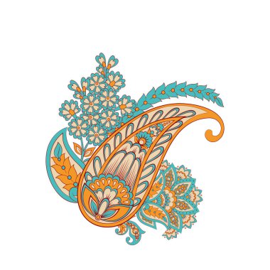 Paisley ile izole edilmiş Hint deseni.