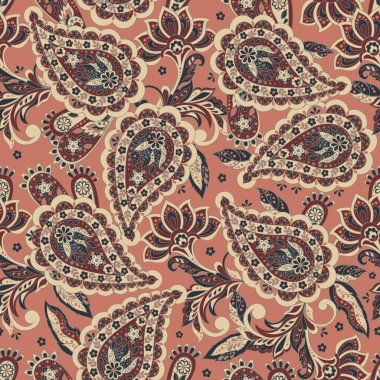 Hint tarzında kusursuz desenli. Çiçek vektör illüstrasyonu