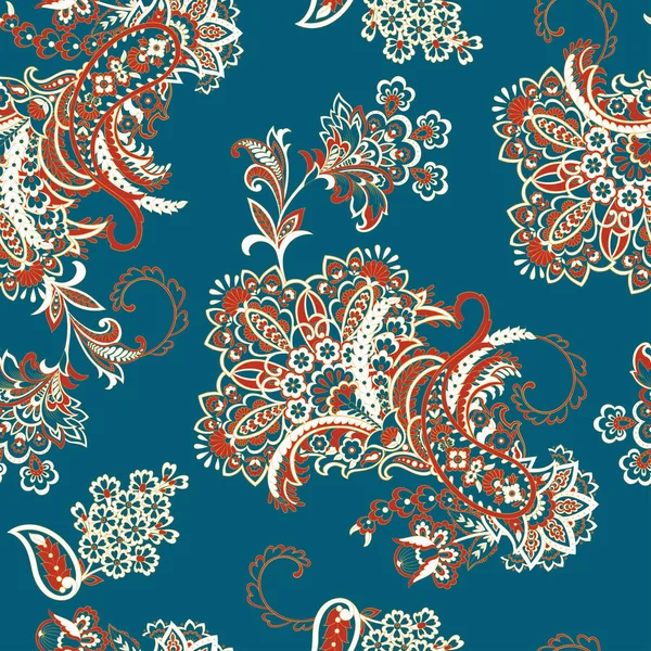 Hint tarzı çiçeklerle Paisley seamless modeli. 