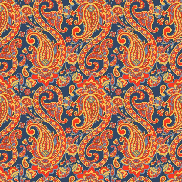 Paisley Vector Seamless Pattern Fantastic Flower Leaves Batik Style Painting — Stock Vector