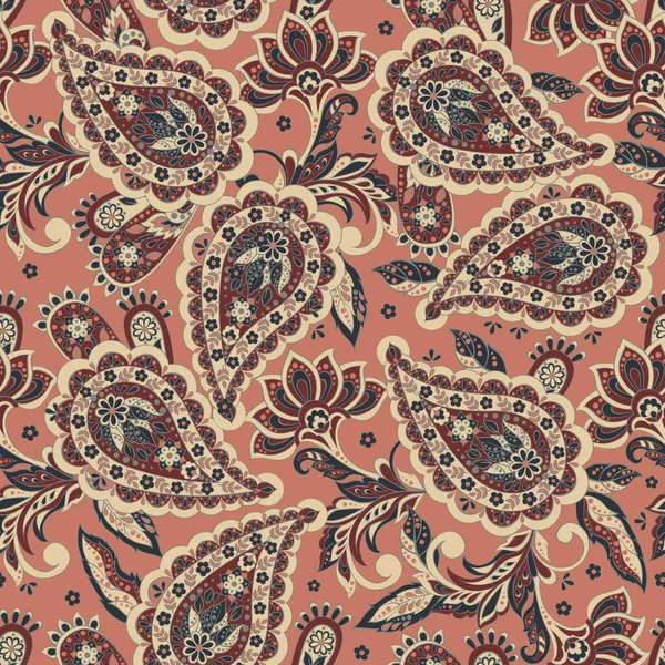 Nahtloses Paisley Muster Indischen Stil Florale Vektorillustration — Stockvektor