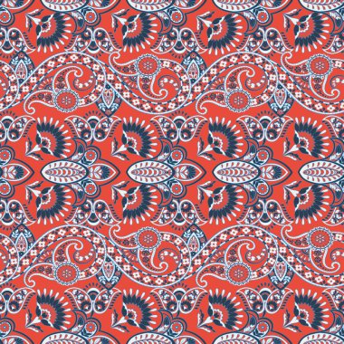 Çiçeksiz desenli desenli şal desenli süs. Vektör Arkaplanı