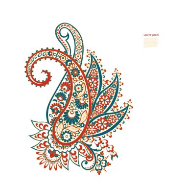 Paisley izole desen. Damask biçimi Vintage illüstrasyonu