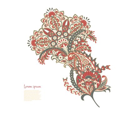 Paisley vektör deseni. Muhteşem çiçek, yapraklar