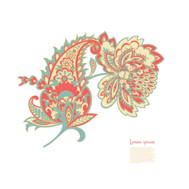 Paisley Vektör Deseni. İzole edilmiş Asya İllüstrasyonu