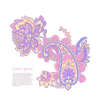 Paisley izole desen. Batik tarzı vintage illüstrasyon