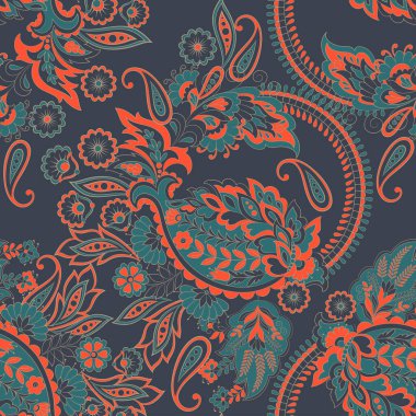 Paisley dikişsiz çiçek deseni. Damask vintage arkaplanı