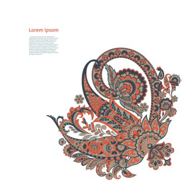 Paisley ile izole edilmiş Hint deseni.