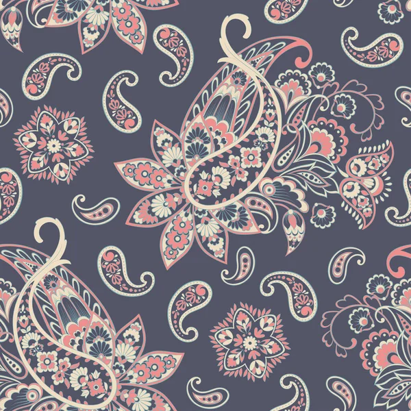 Пейсли Паттерн Бесшовный Азиатский Текстильный Фон — стоковый вектор