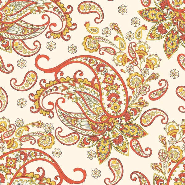 Paisley Vektor Nahtloses Muster Fantastische Blume Blätter Textile Boheme Prints — Stockvektor