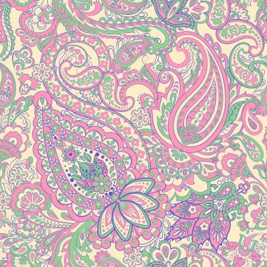 Paisley Çiçekli Etnik Düzen. Vintage vektör arkaplanı