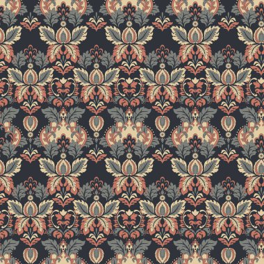 Çiçeksiz, desensiz, klasik bir çiçek. Klasik Barok duvar kâğıdı. Kusursuz vektör arkaplanı