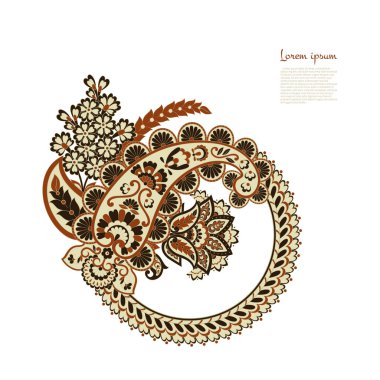 Paisley Vektör Deseni. İzole edilmiş Asya İllüstrasyonu