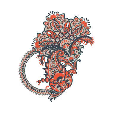 Paisley Çiçek Doğulu Etnik Düzen. Vektör Arapça Süslemesi