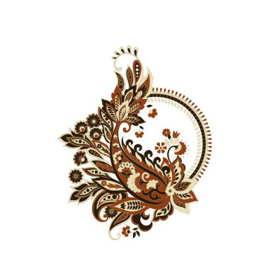 Paisley Vektör Deseni. İzole edilmiş Asya İllüstrasyonu