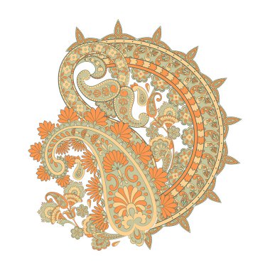 Şal desenli izole desen. damasyon vektör çizimi