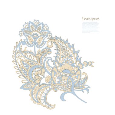 Paisley Vektör Deseni. İzole edilmiş Asya İllüstrasyonu