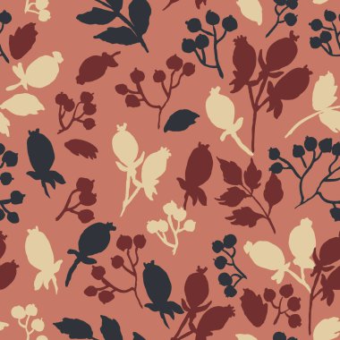 Böğürtlenlerin el çizimi siluetleri pürüzsüz desen. Tasarımınız için vektör illüstrasyonu