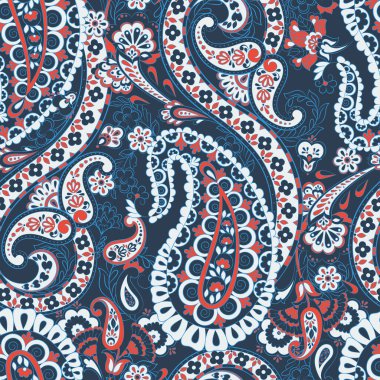 Paisley dikişsiz çiçek deseni. Vektör vintage arkaplanı