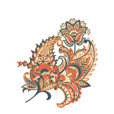 Paisley Vektör Deseni. İzole edilmiş Asya İllüstrasyonu