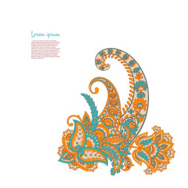 Paisley izole desen. Batik tarzı vintage illüstrasyon