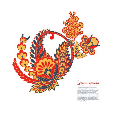 Paisley Çiçek Oryantal İzole Desen