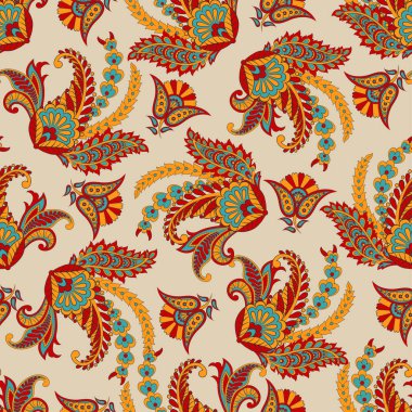 Paisley dikişsiz desen. damasör vektör arkaplanı