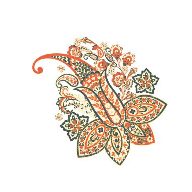 Paisley izole desen. Batik tarzı vintage illüstrasyon