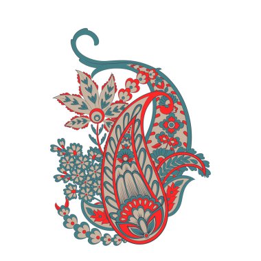 Paisley izole desen. Batik tarzı vintage illüstrasyon