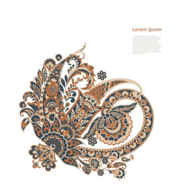 Paisley ile izole edilmiş Hint deseni.