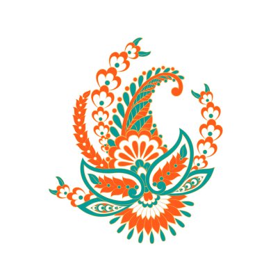 Paisley Çiçek Doğulu Etnik Düzen. Vektör Arapça Süslemesi