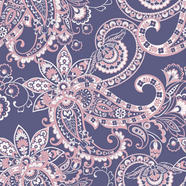 Paisley Ethnische Nahtlose Muster Mit Floralen Elementen — Stockvektor