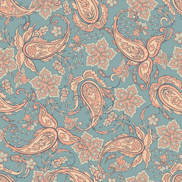 Patrón Sin Costuras Paisley Con Flores Estilo Indio Fondo Vector — Archivo Imágenes Vectoriales