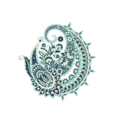 Paisley vektör izole desen. Çiçek Vintage illüstrasyonu