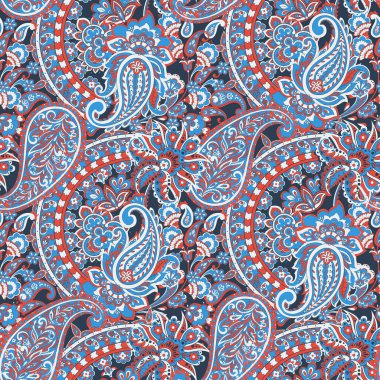 Paisley vektör seamless modeli. Fantastik çiçek yaprakları. Tekstil bohem Yazdır. Batik boyama. Vintage