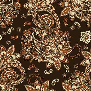 Paisley vektör seamless modeli. Fantastik çiçek yaprakları. Tekstil bohem Yazdır. Batik boyama. Vintage