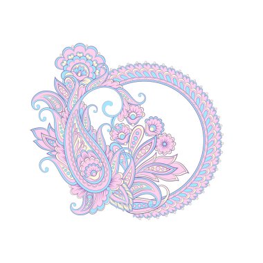 Paisley Vektör Deseni. İzole edilmiş Asya İllüstrasyonu