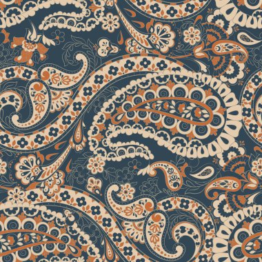 Paisley dikişsiz çiçek deseni. Vektör vintage arkaplanı