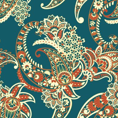 Paisley dikişsiz çiçek deseni. Damask vintage arkaplanı