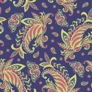 Paisley dikişsiz çiçek deseni. Damask vintage arkaplanı