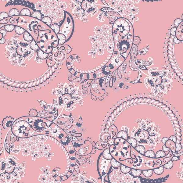 Paisley Stijl Bloemen Naadloos Patroon Decoratieve Damast Achtergrond — Stockvector